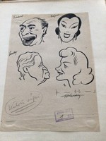 Vasi Kálmán's original caricature drawing of the free mouth. For sheet 15 x 21 cm