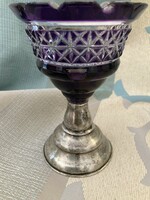 Purple crystal goblet/ ornament with silver base