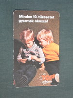 Kártyanaptár, Állami biztosító, Tűzoltóság, balesetmegelőzés ,gyerek modell, 1981,   (4)