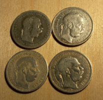 Ferenc József crown series silver 4 pieces