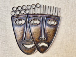 Percz János bronz fali maszk - fali plasztika