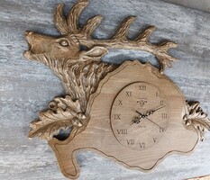 Deer clock hunting clock hunting gift grooming clock wooden clock wall clock trophy coaster trophy carving deer wild