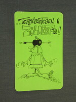Kártyanaptár, Zöldért zöldség gyümölcs vállalat, grafikai rajzos, humoros, 1981,   (4)