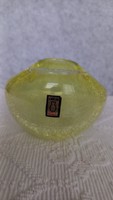 Karcagi retro cracked glass ashtray, flawless, marked