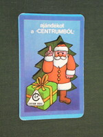 Card calendar, Pécs center store, graphic artist, holidays, Santa Claus, 1981, (4)
