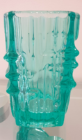 Busy! Vladislav urban sklo union turquoise glass vase, 1968