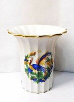 Különleges madaras mintázatú Rosenthal porcelán váza Németországból, egyedi antik műtárgy ritkaság.