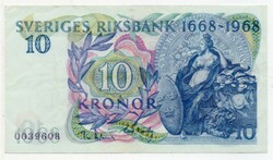 Svédország 10 svéd Korona, 1968, szép