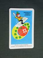 Kártyanaptár, totó Lottó szerencsejáték, grafikai rajzos, reklám figura,1981,   (4)