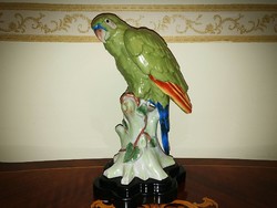 Hatalmas német vagy olasz porcelán papagáj figura