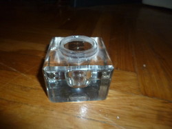 Old solid glass inkwell