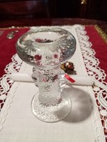 Scandinavian / Swedish pukeberg ice glass candle holder with candle and clove wreath