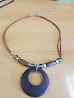 Wood and leather necklace