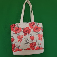New, custom-made, poppy pattern handmade shoulder bag, shopping bag