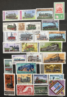 Stamps with a train-locomotive motif
