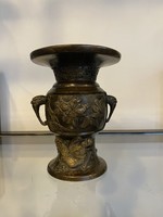 Antique Japanese Meiji bronze vase