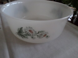 New! Round milk glass, bowl with Jena face. Indicated!