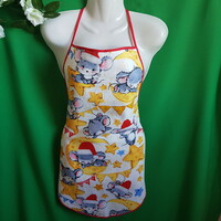New, custom-made Christmas mouse patterned cotton kitchen apron with yellow edge