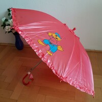 New baseball-playing bird pattern ruffled semi-automatic children's umbrella with whistle