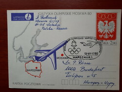 Lengyel postai emléklap alkalmi bélyegzéssel a moszkavi olimpia alkalmára