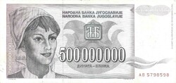500 million dinars 1993 Yugoslavia