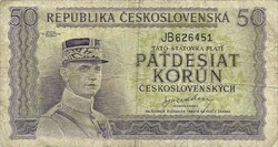 50 korun korona 1945 Csehszlovákia 1.