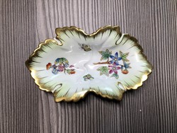 Herend hand-painted bowl in the shape of a Victoria leaf