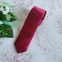 New, thinned wine red satin tie