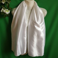 New, custom-made snow-white satin scarf, shawl, shawl, stole