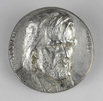 1P800 Béla Dominkos: painter Károly Szegvár silver-plated bronze plaque