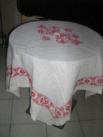 Cute antique red embroidered cross-stitch woven tablecloth