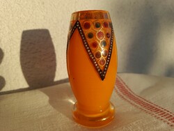 Blown glass enamel painted antique art deco vase, c. 1930.