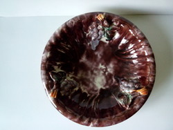 Antique old large size grape pattern majolica bowl ceramic plate