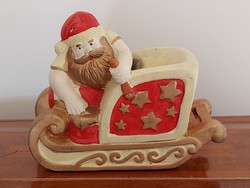 Christmas ceramic candle holder Santa's sleigh Santa's sleigh