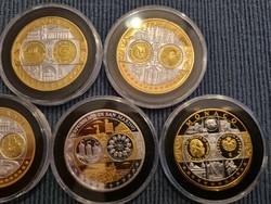 7 Gold-plated silver-plated commemorative medals of the countries of the euro zone