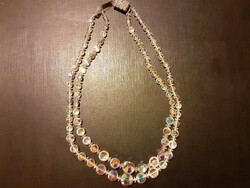 Very beautiful, double-row, Czech aurora borealis crystal necklace (damaged)