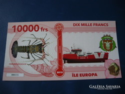 Ile europa 10000 francs / dix mille francs 2018 crab ship fish! Rare fantasy paper money! Ouch!