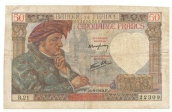 Francia 50 francs 1940 F . Posta van , olvass !