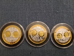 3 Gold-plated silver-plated commemorative medals of the countries of the euro zone