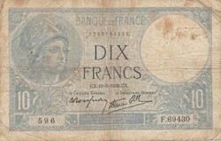 Francia 10 francs 1939  . Posta van , olvass !