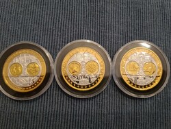 3 Gold-plated silver-plated commemorative medals of the countries of the euro zone