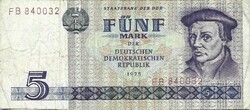 5 márka 1975 NDK Németország