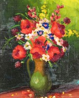 Hungarian artist: summer flowers in a vase