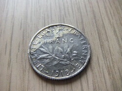1 Franc 1918 silver coin of France