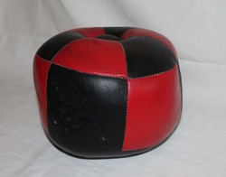 Old small leather pouf doll furniture