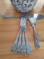 4 pastry forks, cream spoon, cookie spatula