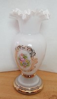 Beautiful Ruffled Rim Biedermeier Bohemian Vase 1920s-1950s Czech Republic