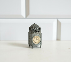 Last chance vintage mini metal clock, Biedermeier table clock - doll furniture, doll house miniature