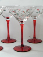 Pfaltzgraff Winterberry karácsonyi martinis poharak (4 db-os készlet) maratott és kézzel festett