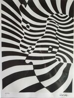 Victor vasarely - abstract work of zebras numbered and autographed